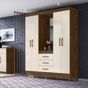 Roupeiro Moval Capri 4pt 3gv C/esp. Cast/bau