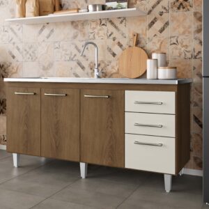 Balcão Rud Rack Maisa 1,58 P/pia Mel/Areia