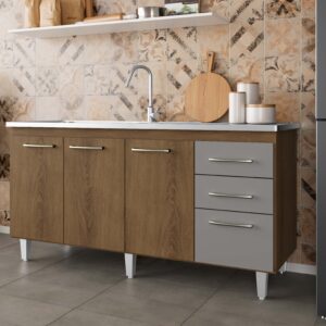 Balcão Rud Rack Maisa 1,58 P/pia Mel/cinza