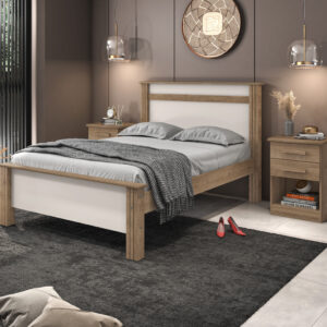 CAMA CASAL LANZA MONTREAL NOCE BRONZE/OFF WHIT